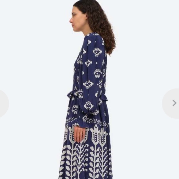 Sea NY The Sonia long sleeve smocked dress features a smocked bodice LS 6 - Picture 2 of 7